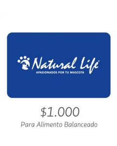 NATURAL LIFE - Gift Card Virtual $1000- Para Alimento Balanceado