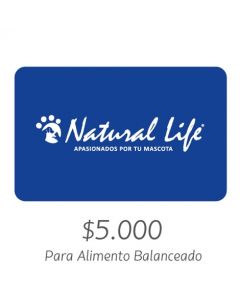 NATURAL LIFE - Gift Card Virtual $5000- Para Alimento Balanceado